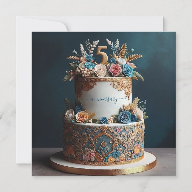 GRACEFUL 5th WEDDING ANNIVERSARY CAKE  (Front)