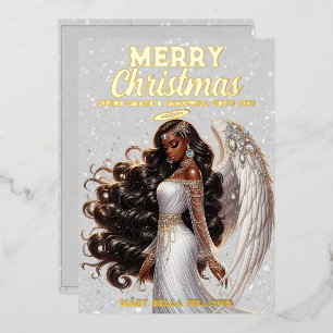 Graceful African American Angel Goddess Spiritual Foil Holiday Card