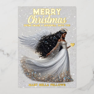 Graceful African American Angel Goddess Spiritual Foil Holiday Card