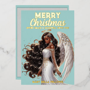 Graceful African American Angel Goddess Spiritual Foil Holiday Card