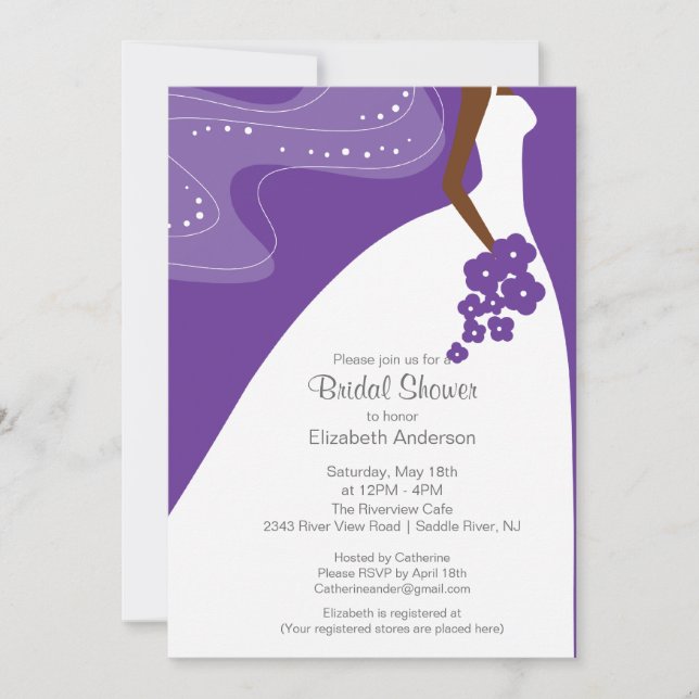 Graceful African American Bride Bridal Shower Invitation (Front)