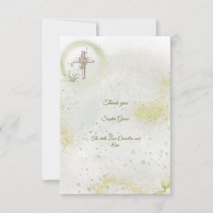 Graceful and sparkly baptism flat thank you cards