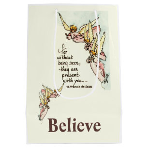 Graceful Angels Bring Comfort saying watercolor  Medium Gift Bag