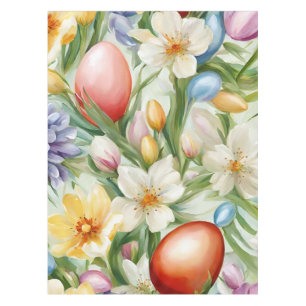 Graceful Apple Blossom, Tulips and Easter Eggs Tablecloth