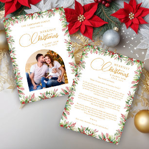 Graceful Arch Photo Elegant Calligraphy Holiday Card