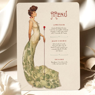 Graceful Art Nouveau Wedding Menu Card