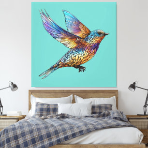 "Graceful Aviator" Multi-coloured Swift Bird Canvas Print