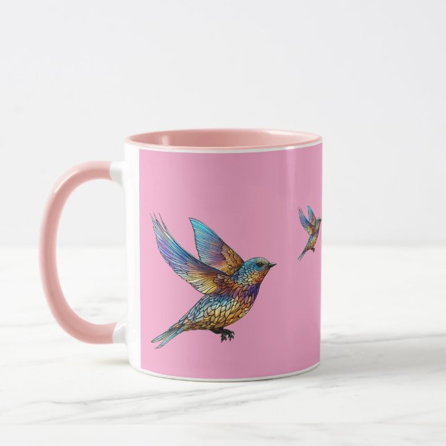 "Graceful Aviator" Multi-coloured Swift Bird Mug (Left)