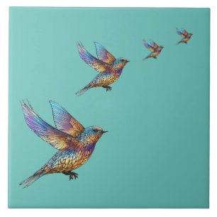 "Graceful Aviator" Multi-coloured Swift Bird Tile