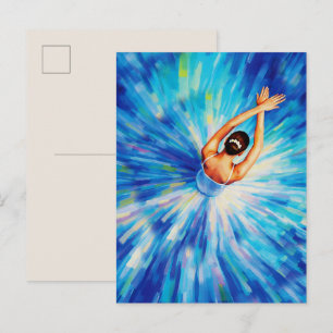 Graceful Ballerina in Cosmic Blue Vortex Pop Art  Postcard