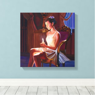 Graceful Ballet Dancer by Candlelight Canvas Print