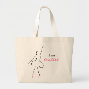 Graceful Ballet Dancer with Customisable Slogan Large Tote Bag