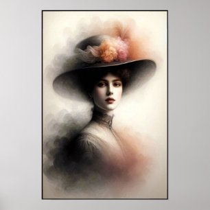 Graceful Beauty In Vintage Mist Poster