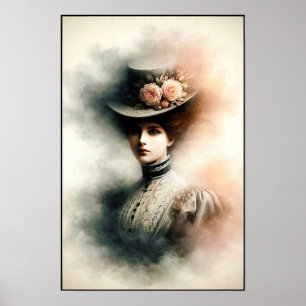 Graceful Beauty In Vintage Mist Poster
