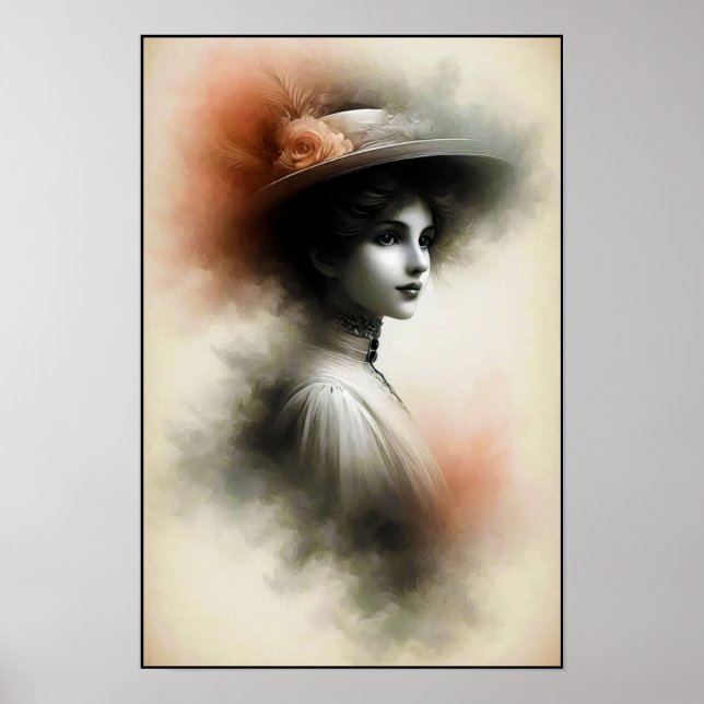 Graceful Beauty In Vintage Mist Poster (Front)