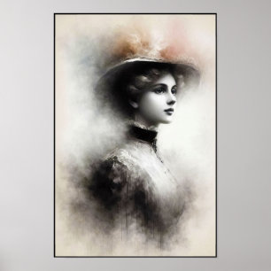 Graceful Beauty In Vintage Mist Poster