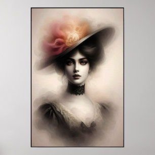 Graceful Beauty In Vintage Mist Poster