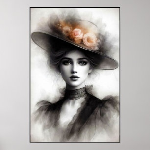 Graceful Beauty In Vintage Mist Poster