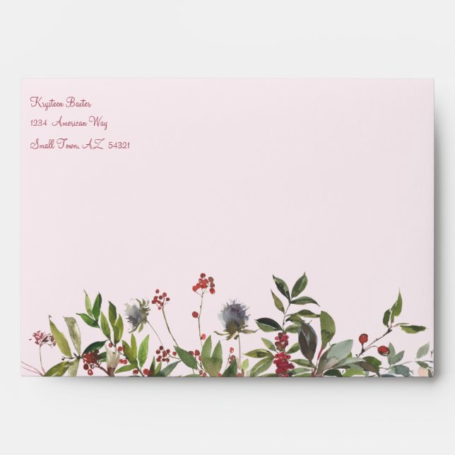 Graceful Berries and Winter Foliage Holiday Envelope (Front)