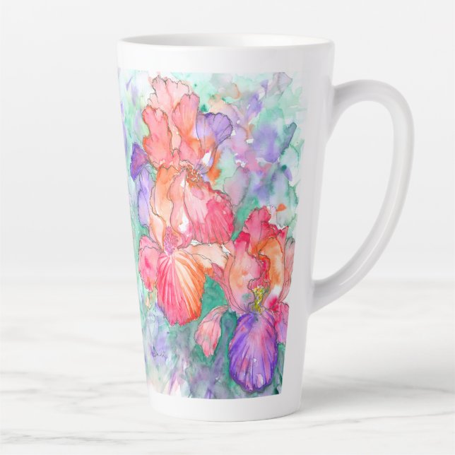 Graceful Blooms – Iris Flowers Mother's Day Poem Latte Mug (Right)