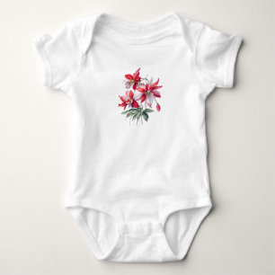 Graceful Blooms - Watercolor Columbine Flowers Baby Bodysuit