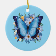 Graceful Blue Butterfly on Floral