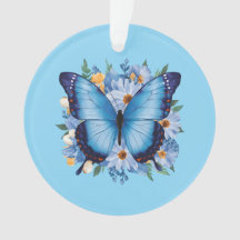 Graceful Blue Butterfly on Floral