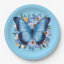 Graceful Blue Butterfly on Floral