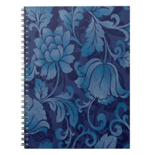 Graceful Blue Floral Spiral Notebook