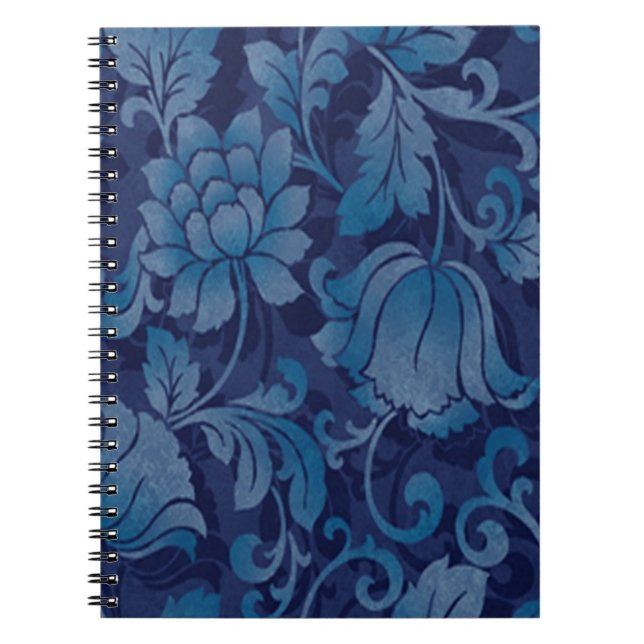 Graceful Blue Floral Spiral Notebook (Front)