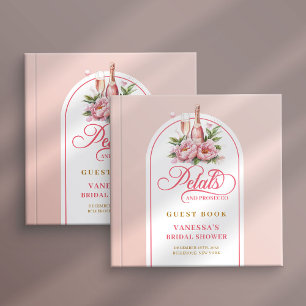 Graceful blush and gold petals prosecco sign book
