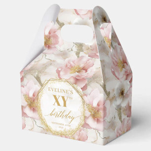 Graceful blush pink gold boho watercolor birthday favour box