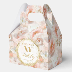 Graceful Boho Pastel Pink Rustic Gold Birthday Favour Box