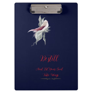 Graceful botanical bird spiral heart shapnotebook  clipboard