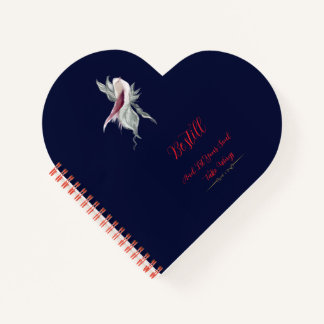 Graceful botanical bird spiral heart shapnotebook  notebook