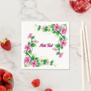 Graceful Botanical Party Blooming Artwork White Napkin
