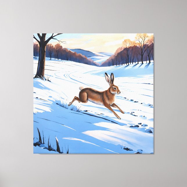 Graceful Bounds of Hare : Full of Winter Joy Canvas Print (Front)