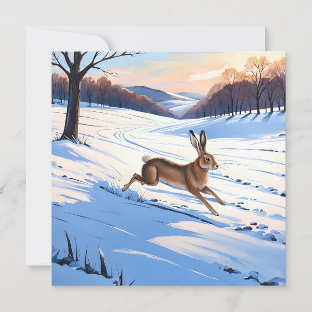 Graceful Bounds of Hare : Full of Winter Joy Holiday Card (Front)