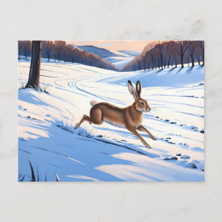 Graceful Bounds of Hare : Full of Winter Joy Postcard