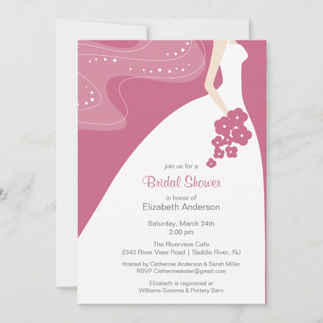 Graceful Bride Bridal Shower Invitation Pink (Front)
