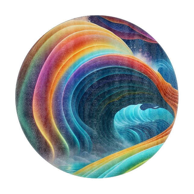 Graceful Bright Rainbow Waterfall Cutting Board (Front)