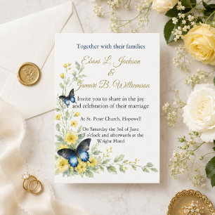 Graceful Butterflies & Timeless Blooms Wedding Invitation