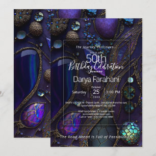 Graceful Chaos Botanical Gemstone Abstract Invitation