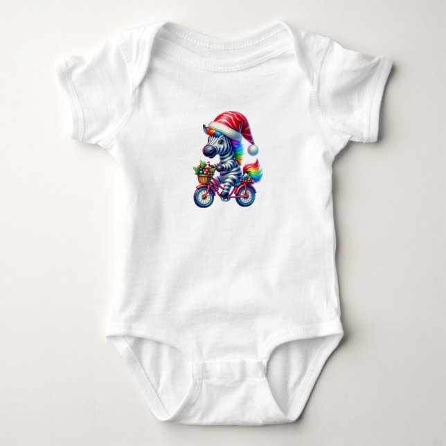 Graceful Christmas Zebra Baby Bodysuit (Front)