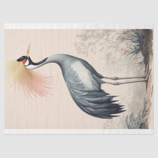 Graceful Crane Japanese-Inspired Decoupage Print Tissue Paper (Front)
