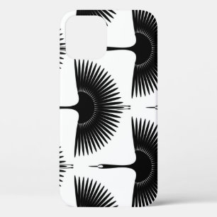 Graceful Crane: Oriental Bird Pattern iPhone 12 Case