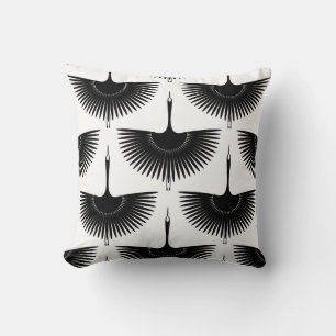 Graceful Crane: Oriental Bird Pattern Cushion