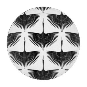 Graceful Crane: Oriental Bird Pattern Cutting Board