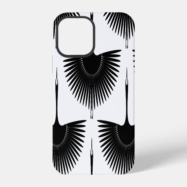 Graceful Crane: Oriental Bird Pattern iPhone Case (Back)
