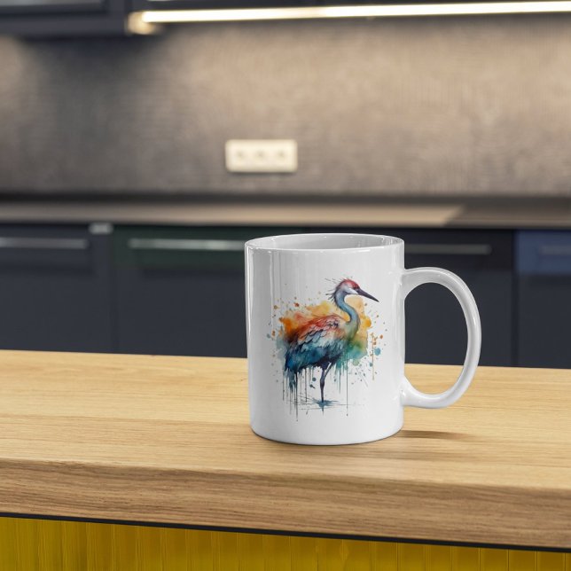Graceful Crane: Watercolor Art Coffee Mug (Creator Uploaded)